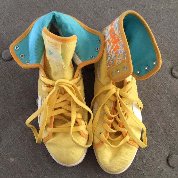 reebok high tops yellow